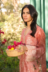 DA-2130 RUST 2PCS  EMBROIDERED KURTA WITH TROUSER